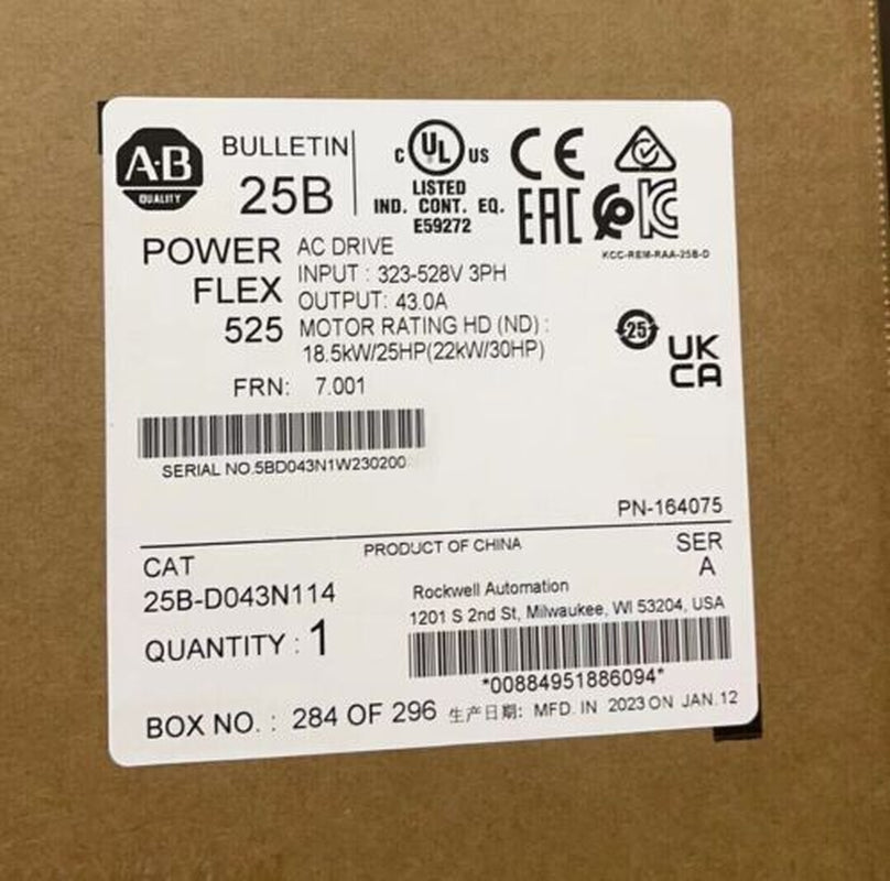 2022-23 New AB 25B-D043N114 25BD043N114 Allen Bradley Powerflex 525 AC Drive US